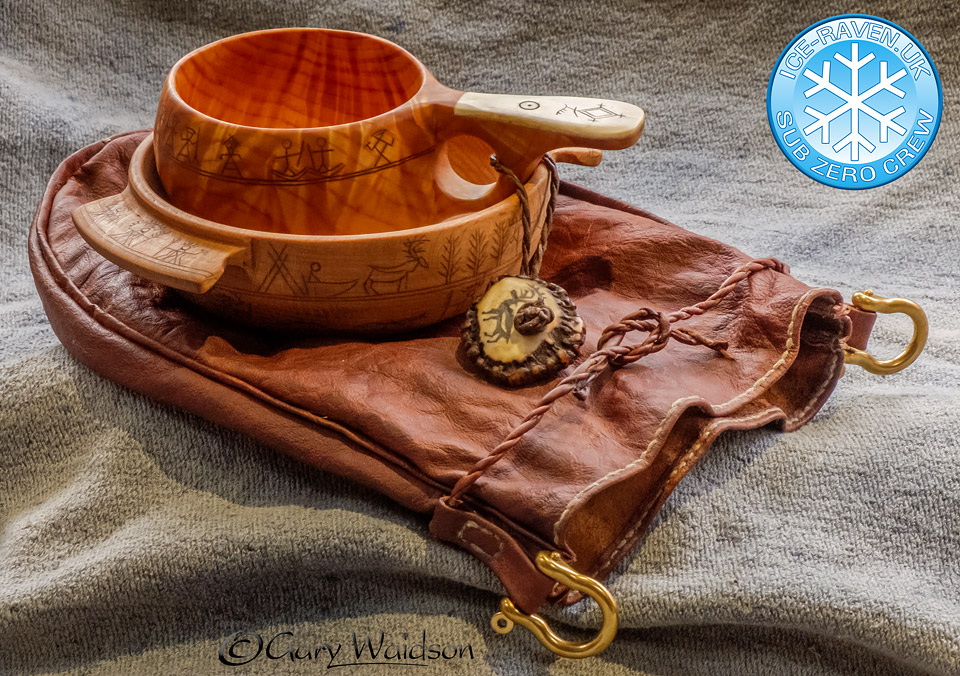 Boreal Bag with the Saivo Bowl and Firfox Kuksa - Ice Raven - Sub Zero Adventure - Copyright Gary Waidson, All rights reserved