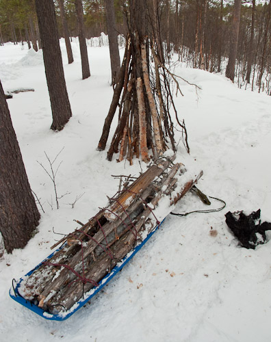 Hauling Wood in the Pulk - Ice Raven - Sub Zero Adventure - Copyright Gary Waidson, All rights reserved.