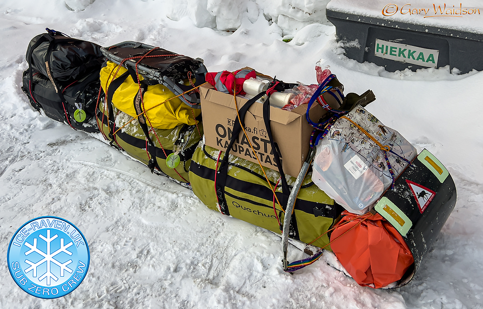 Toboggan with full load - Ice Raven - Sub Zero Adventure - Copyright Gary Waidson, All rights reserved.