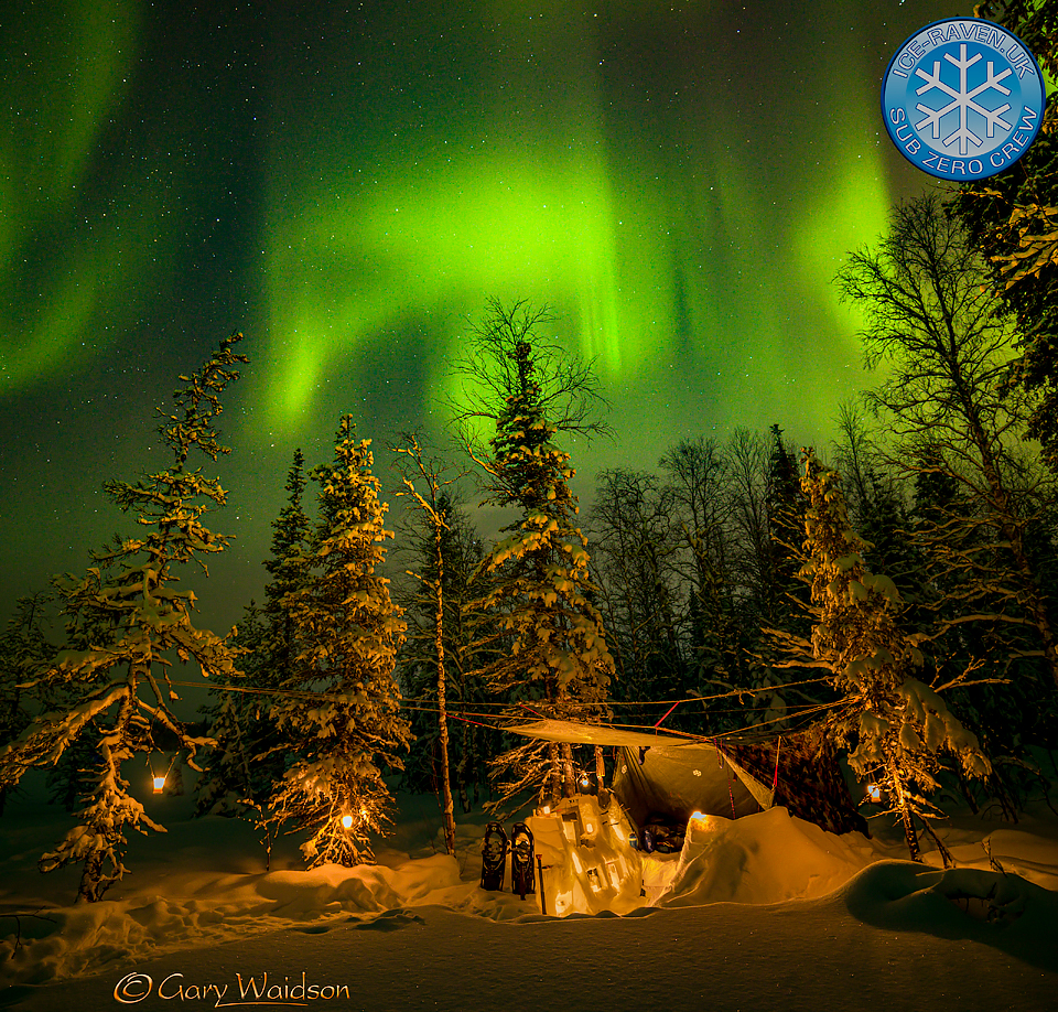 Northen Lights over the Snow Shed - Ice Raven - Sub Zero Adventure - Copyright Gary Waidson, All rights reserved.