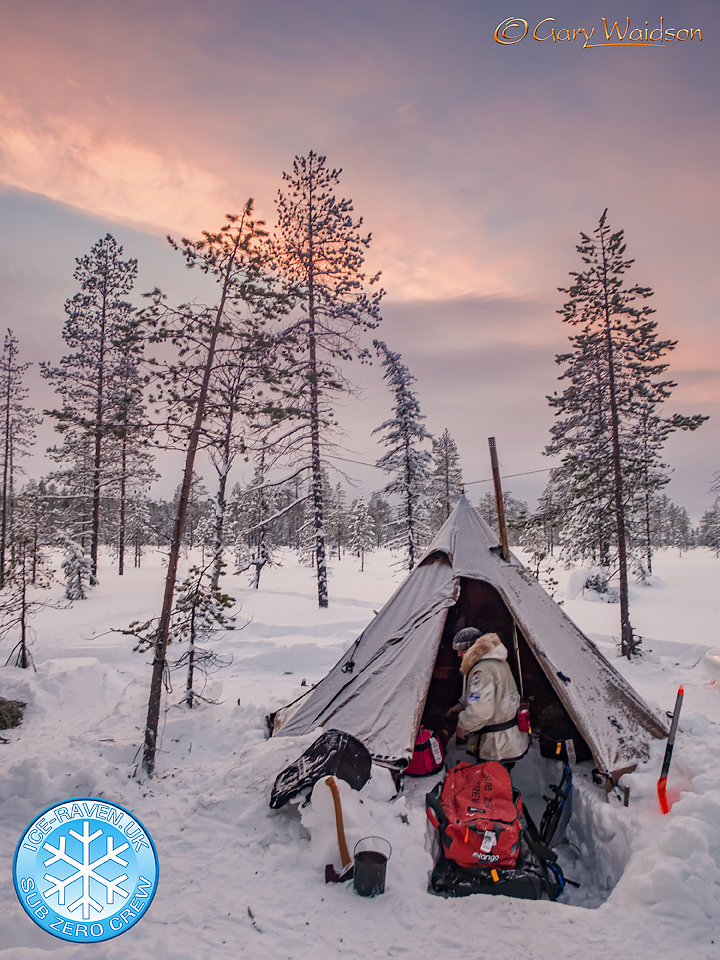 Arctic Light over the camp - Ice Raven - Sub Zero Adventure - Copyright Gary Waidson, All rights reserved.