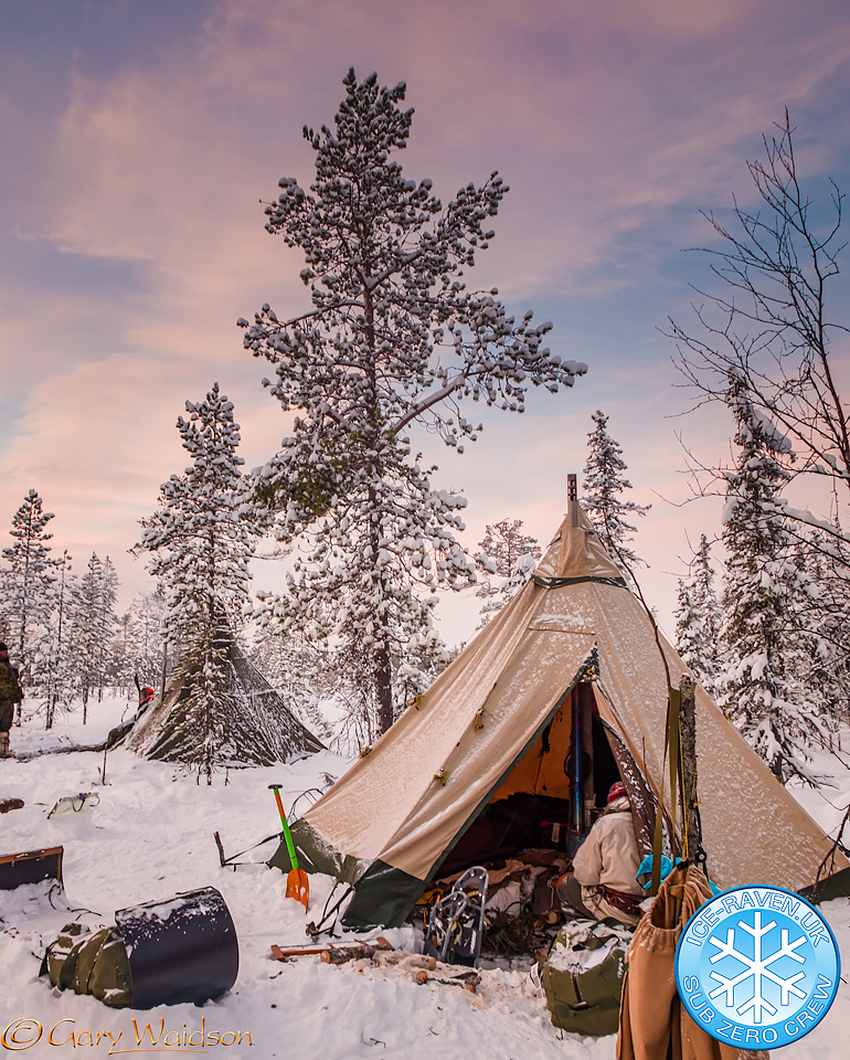 Arctic Light over the camp - Ice Raven - Sub Zero Adventure - Copyright Gary Waidson, All rights reserved.