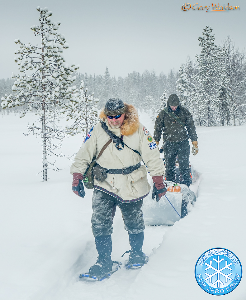 Dave with Jason's sled and Matthew arriving - Ice Raven - Sub Zero Adventure - Copyright Gary Waidson, All rights reserved.