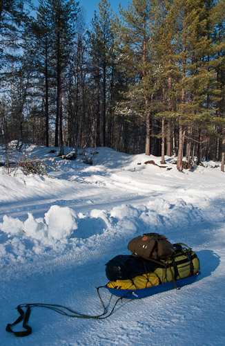 Loaded Pulk - Ice Raven - Sub Zero Adventure - Copyright Gary Waidson, All rights reserved.